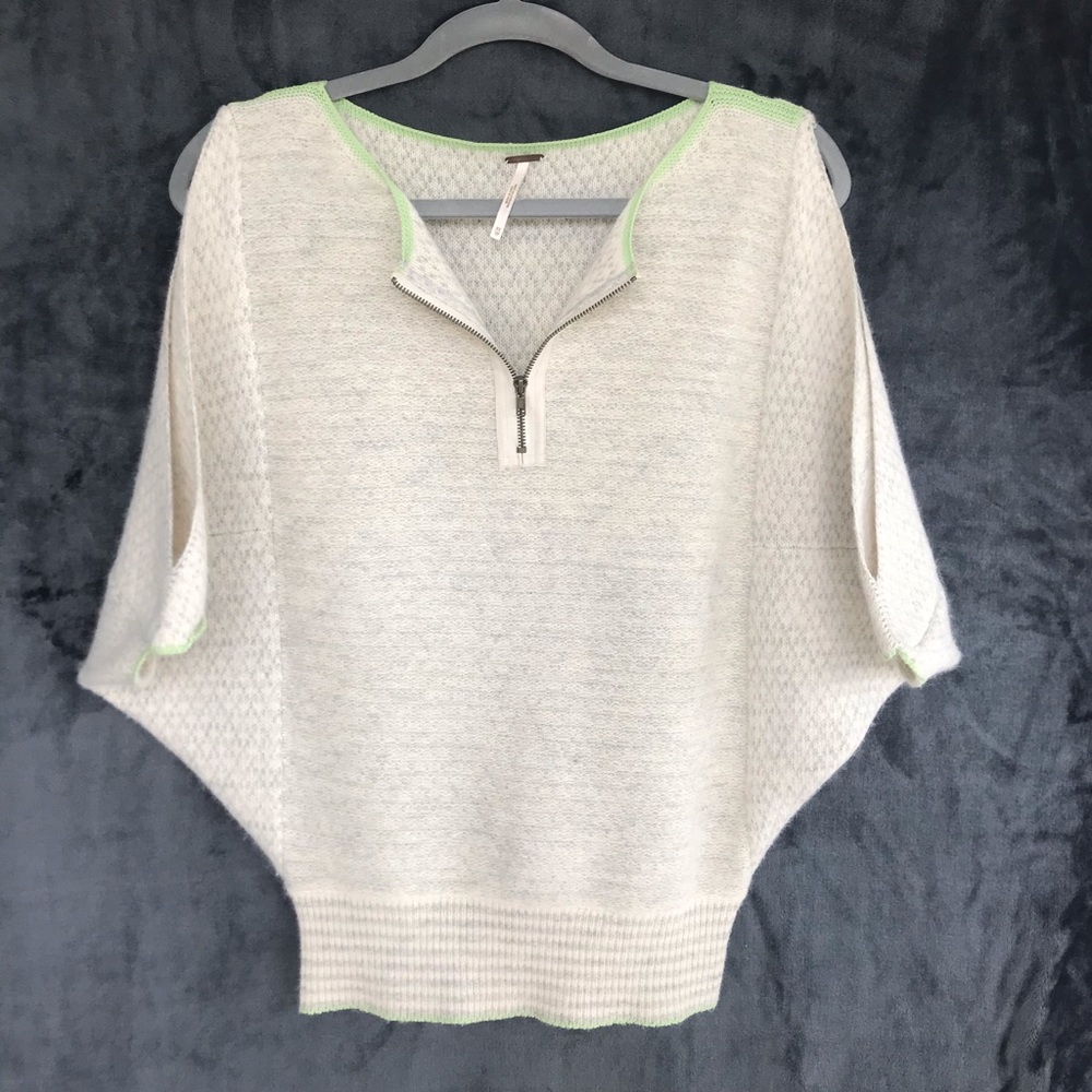 💕 Free People Cold Shoulder Striped Wool /Angora Top